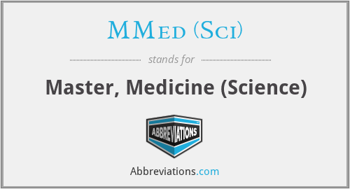 MMed (Sci) - Master, Medicine (Science)
